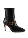 Gucci Sylvie Leather Point Toe Booties In Nero Black