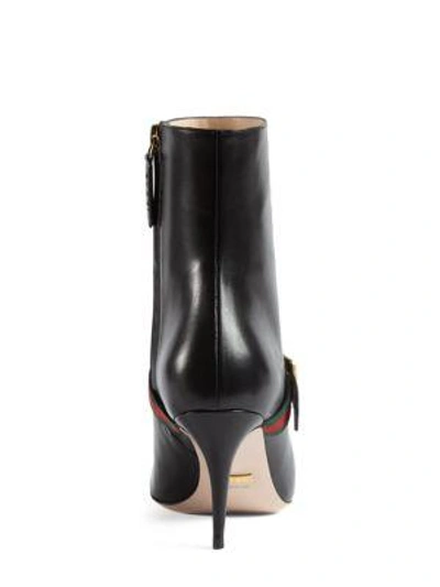 Shop Gucci Sylvie Leather Point Toe Booties In Nero