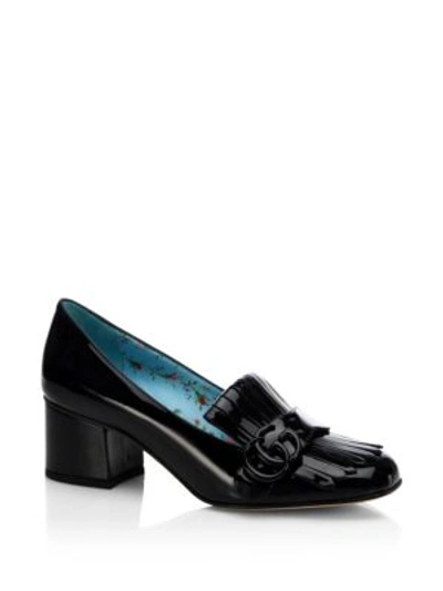Shop Gucci Marmont Gg Patent Leather Loafer Pumps In Black