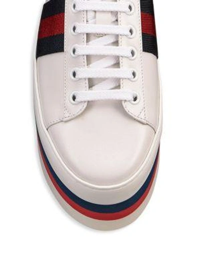 Shop Gucci Peggy Leather Rainbow Platform Sneakers In White