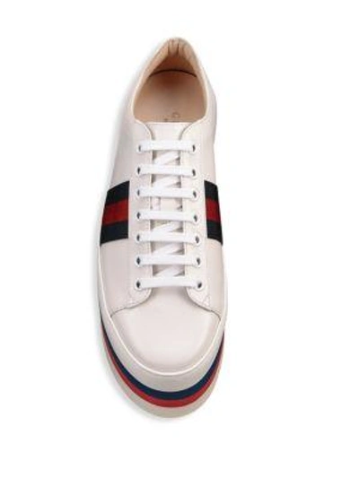 Shop Gucci Peggy Leather Rainbow Platform Sneakers In White