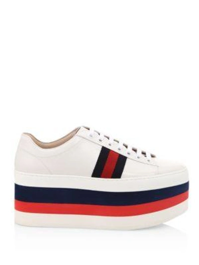 Gucci 110mm Peggy Leather Platform Sneakers, White In Light Gray | ModeSens
