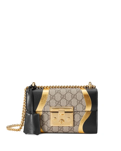 Gucci Padlock Gg Supreme Canvas And Leather Shoulder Bag In Nude & Neutrals