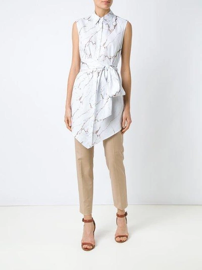 Shop Andrea Marques Belted Shirt In White