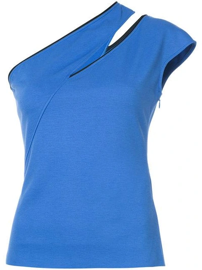 Shop Mugler One-shoulder Slash T-shirt - Blue