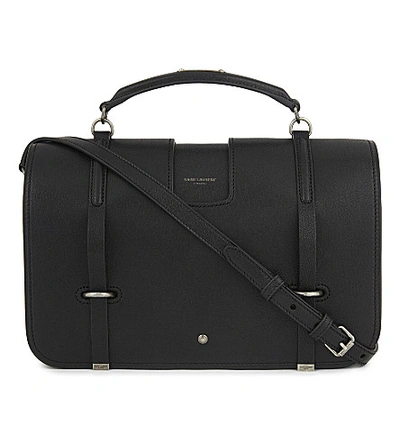 Shop Saint Laurent Charlotte Leather Messenger Bag In Black