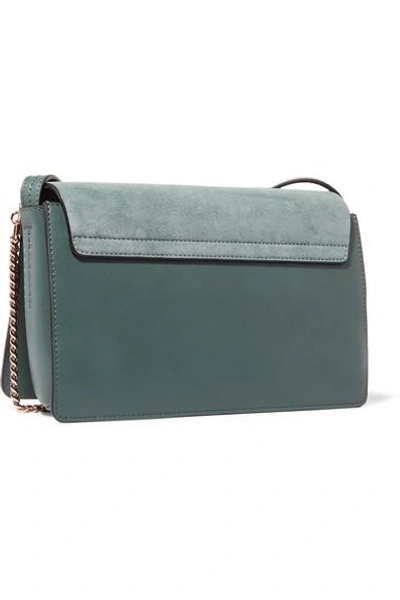 Shop Chloé Faye Small Leather And Suede Shoulder Bag In Blue