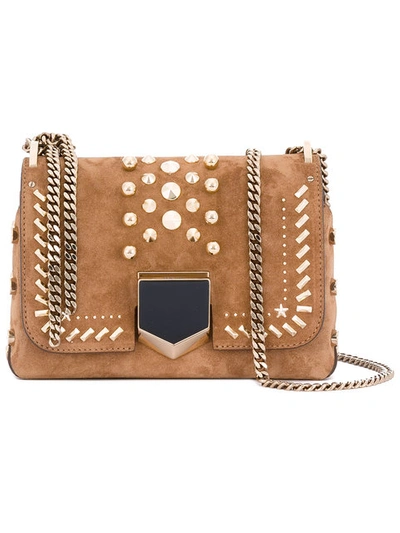 Jimmy Choo Lockett Petite Hazel Suede Shoulder Bag With Punk Studs In Hazel