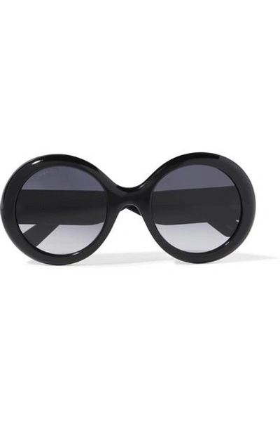 Shop Gucci Round-frame Glittered Acetate Sunglasses