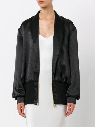 Shop Lanvin Silk Bomber Jacket In Black