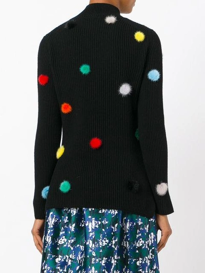 Shop Fendi Cashmere Knit Pom Pom Top In Black