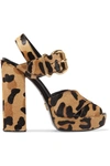 Prada Leopard-print Calf Hair Platform Sandals In Leopard Print