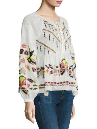 Shop Tanya Taylor Cross Stitch Cotton Top In White