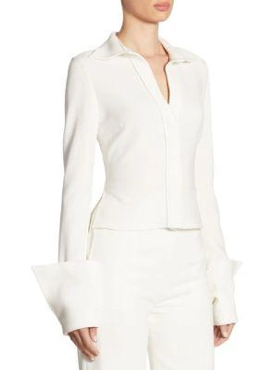 Shop Brandon Maxwell Wide Cuff Top In Ivory