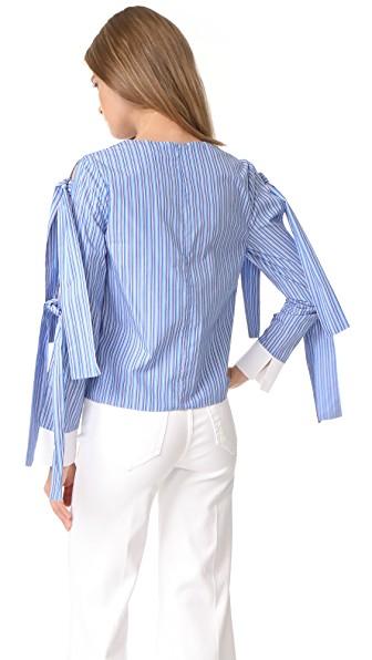 English Factory Tie Sleeve Blouse In Sky Blue | ModeSens