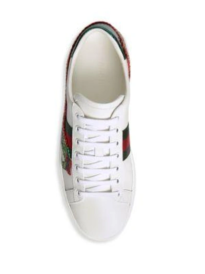 Shop Gucci New Ace Dragon Leather Sneakers In White