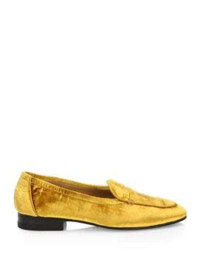 Shop The Row Adam Velvet Loafers In Navy