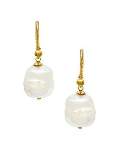 Shop Majorica Baroque Manmade Organic Pearl Drop Earrings In White