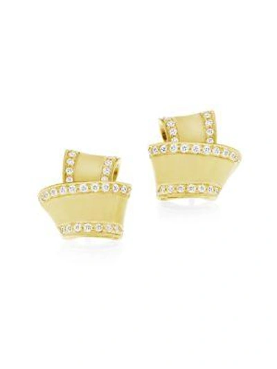 Shop Carelle Knot Diamond & 18k Yellow Gold Stud Earrings