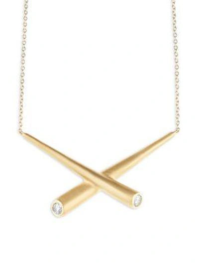 Shop Carelle Whirl Diamond & 18k Yellow Gold Collar Necklace