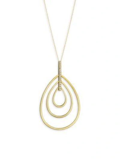 Shop Carelle Moderne Diamond & 18k Yellow Gold Trio Teadrop Pendant Necklace
