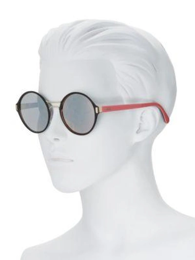 Shop Prada 54mmm Mirrored Round Sunglasses In Black