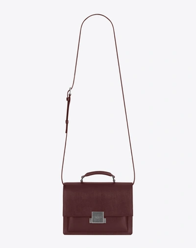 Saint Laurent Bellechasse Leather And Suede Shoulder Bag In Palissandre