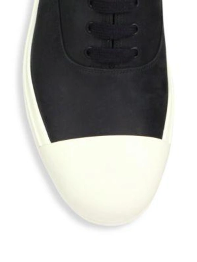 Shop Prada Nubuck Cap Toe Sneakers In Black