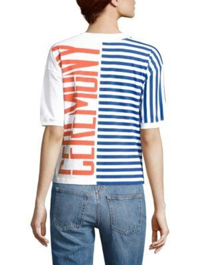 Shop Opening Ceremony Striped Cotton Logo Tee In Black Multi