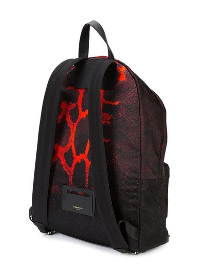 snakeskin print backpack