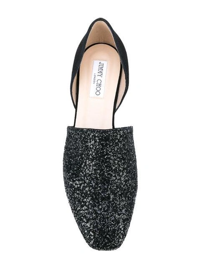 Shop Jimmy Choo 'globe' Glittered D'orsay Flats In Black