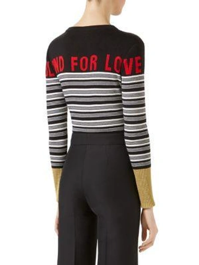 Shop Gucci Blind For Love Striped Sweater In Black White