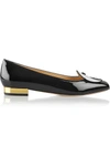 CHARLOTTE OLYMPIA Harmony Embroidered Patent-Leather Slippers