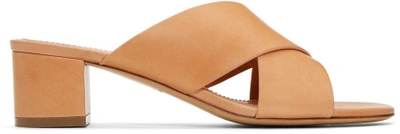 Shop Mansur Gavriel Tan Crossover Sandals In Cammello