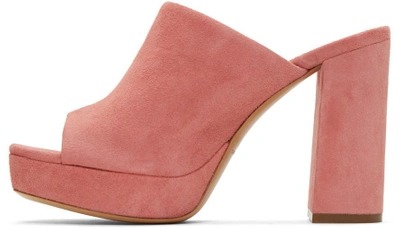 Pink Suede Platform Mules