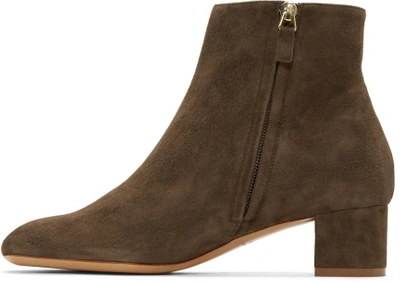 Shop Mansur Gavriel Brown Suede Ankle Boots In Chocolate