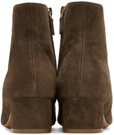 Shop Mansur Gavriel Brown Suede Ankle Boots In Chocolate