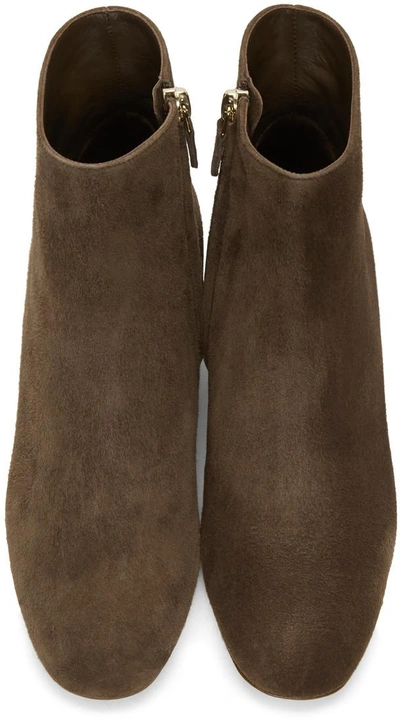 Shop Mansur Gavriel Brown Suede Ankle Boots In Chocolate