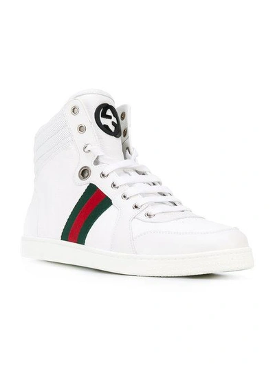Gucci White High Top Hammered Leather Sneaker | ModeSens