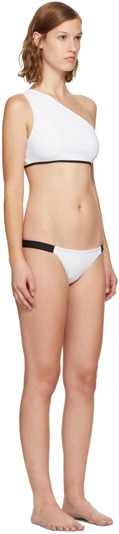 Shop Ward Whillas Reversible Lane Single-shoulder Bikini Top In White/black