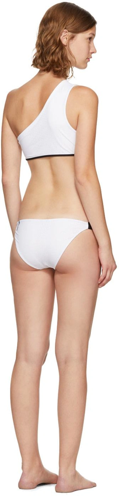 Shop Ward Whillas Reversible Lane Single-shoulder Bikini Top In White/black
