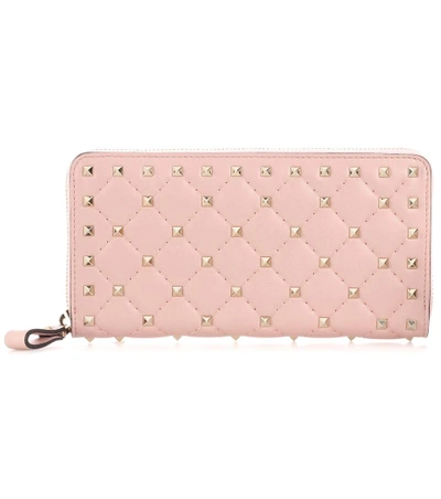 Valentino Garavani Rockstud Leather Wallet In Pink