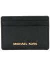 Michael Kors Women's Genuine Leather Credit Card Case Holder Wallet Jet Set Travel In Black