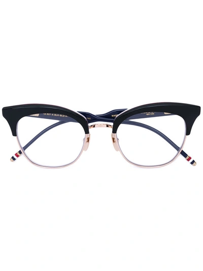 Shop Thom Browne Cat Eye Glasses In Black/gold