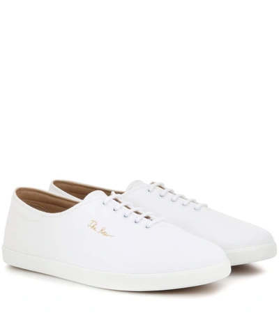 The Row Dean Embroidered Leather Trainers In White