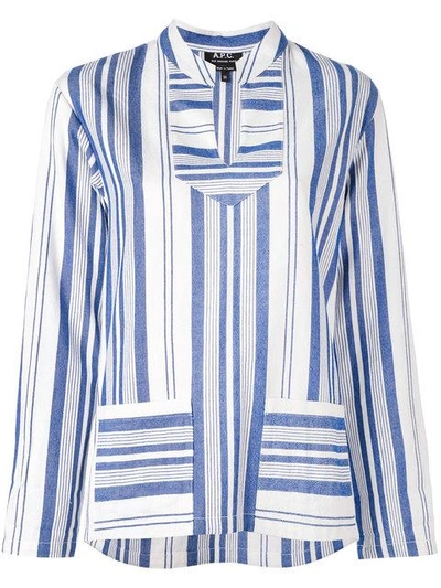 Shop Apc Multi Stripe Slit Neck Top