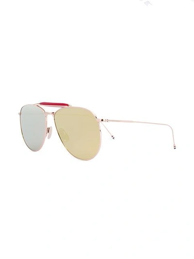 Shop Thom Browne Mirror Aviator Sunglasses