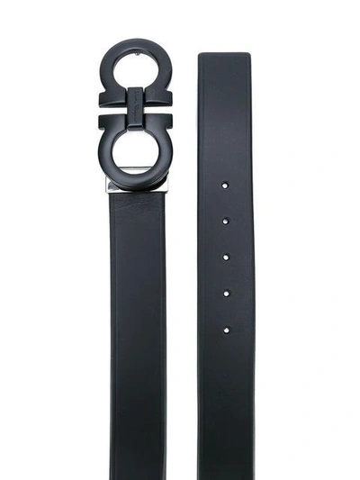 Shop Ferragamo Double Gancio Buckle Belt In Black