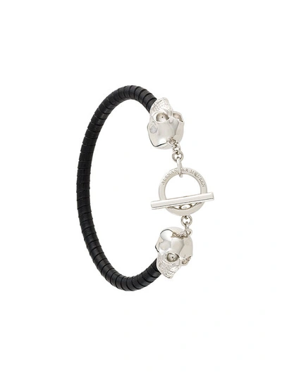 Alexander Mcqueen Skull Fastening Bangle In Black