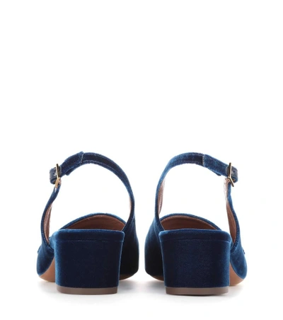 Shop Tabitha Simmons Exclusive To Mytheresa.com - Ines Velvet Sling-back Pumps In Blue